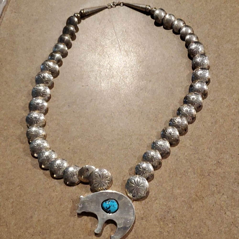 Turquoise bear necklace